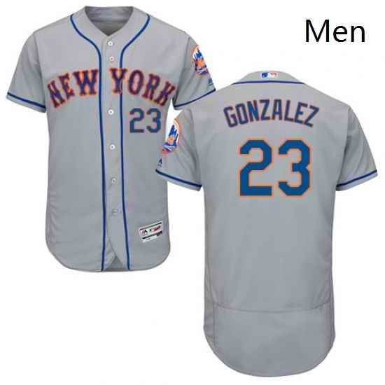 Mens Majestic New York Mets 23 Adrian Gonzalez Grey Road Flex Base Authentic Collection MLB Jersey